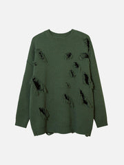 Solid Color Hole Sweater