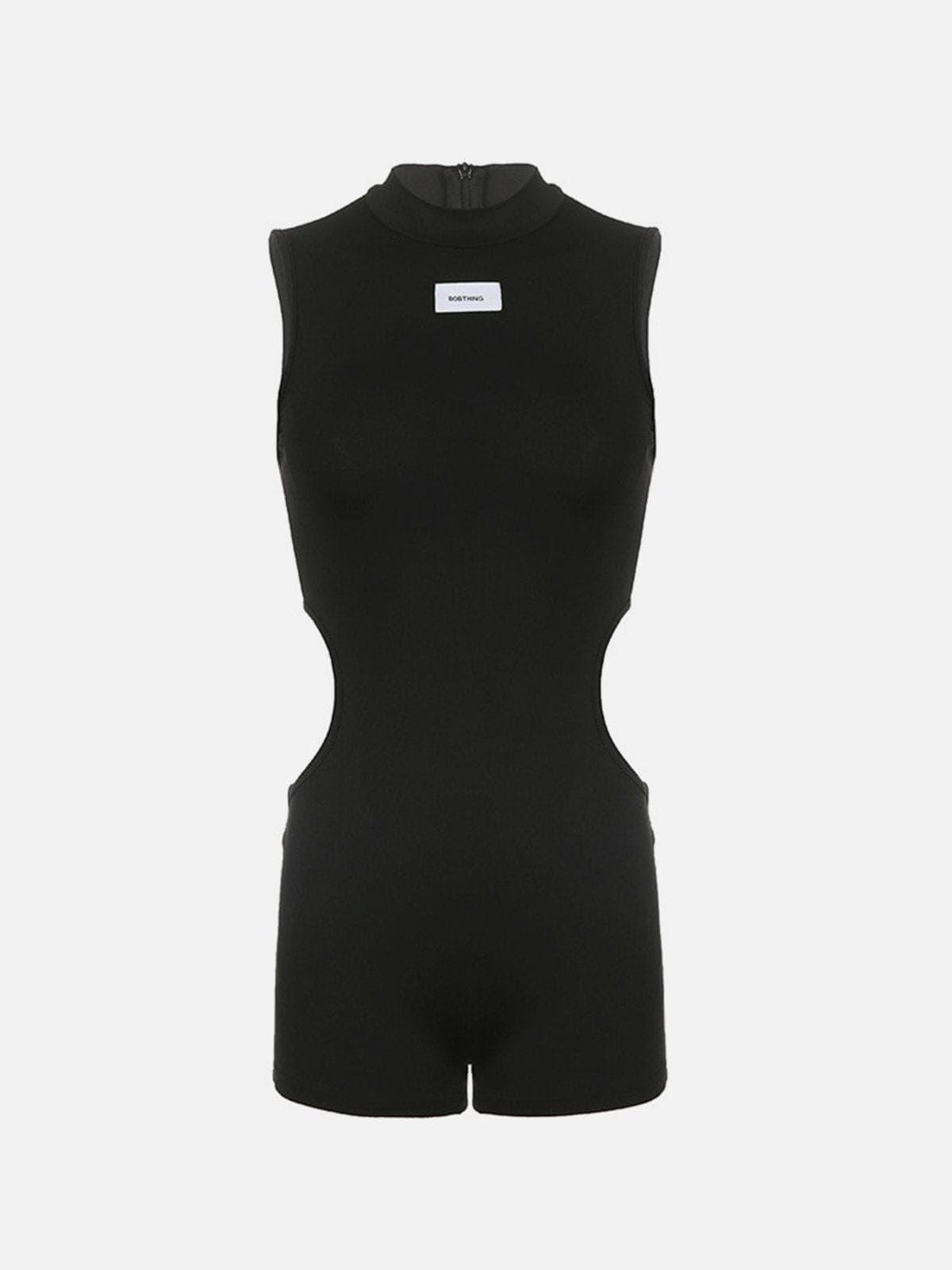 Half Turtleneck Label Jumpsuit