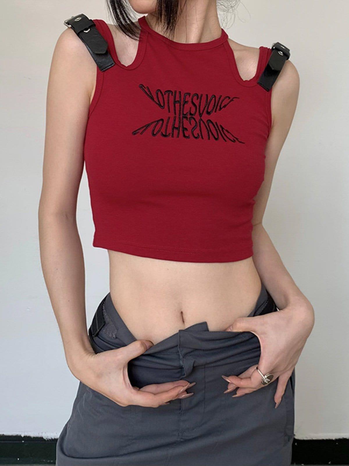 Hollow Belt Shoulder Buckle Vest