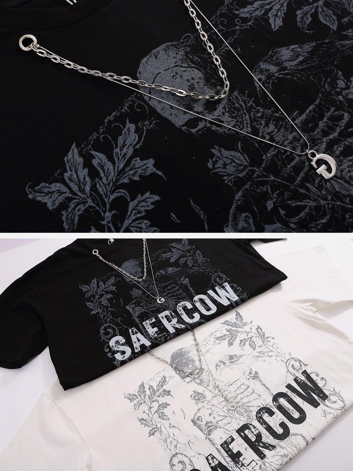 Skull Letter Chain Tee