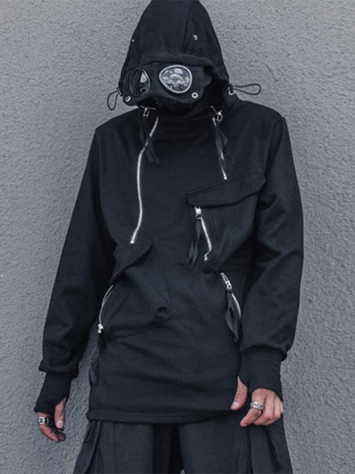 Dark Zipper Multi-pocket Sunglasses Hoodie