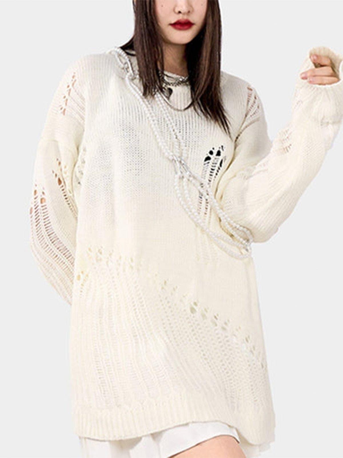 Ripped Hole Knitted Sweater