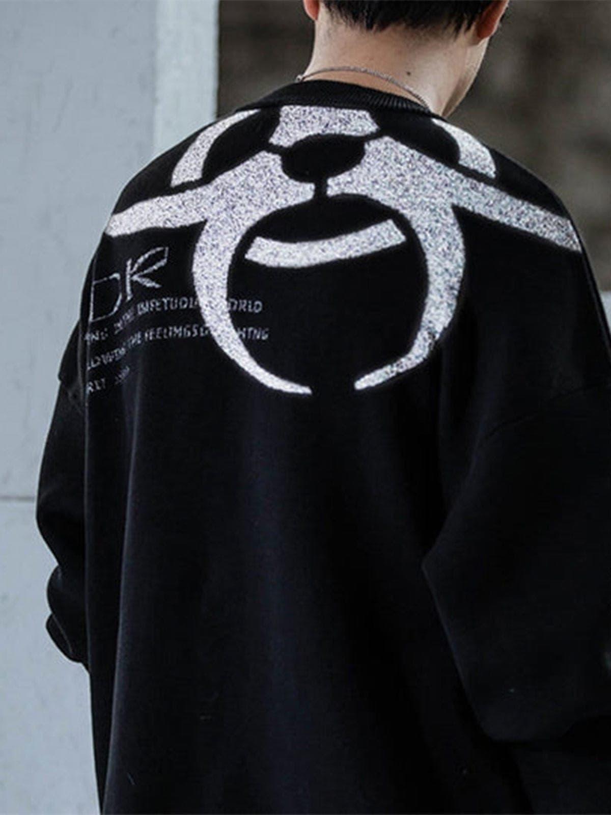 Dark Reflective Biochemical Weapon Print Knitted Sweater