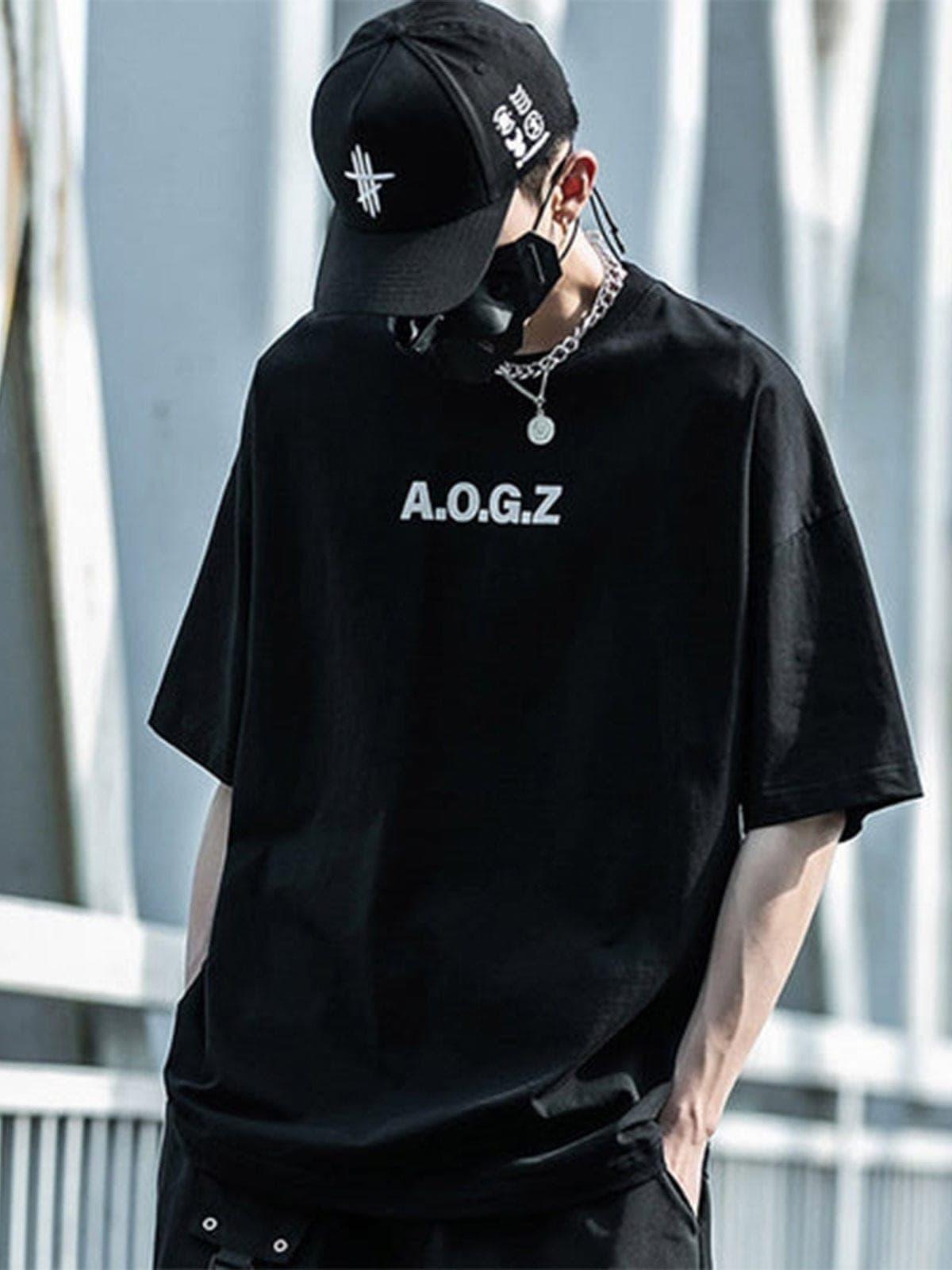 Function Reflective Letter Print Tee