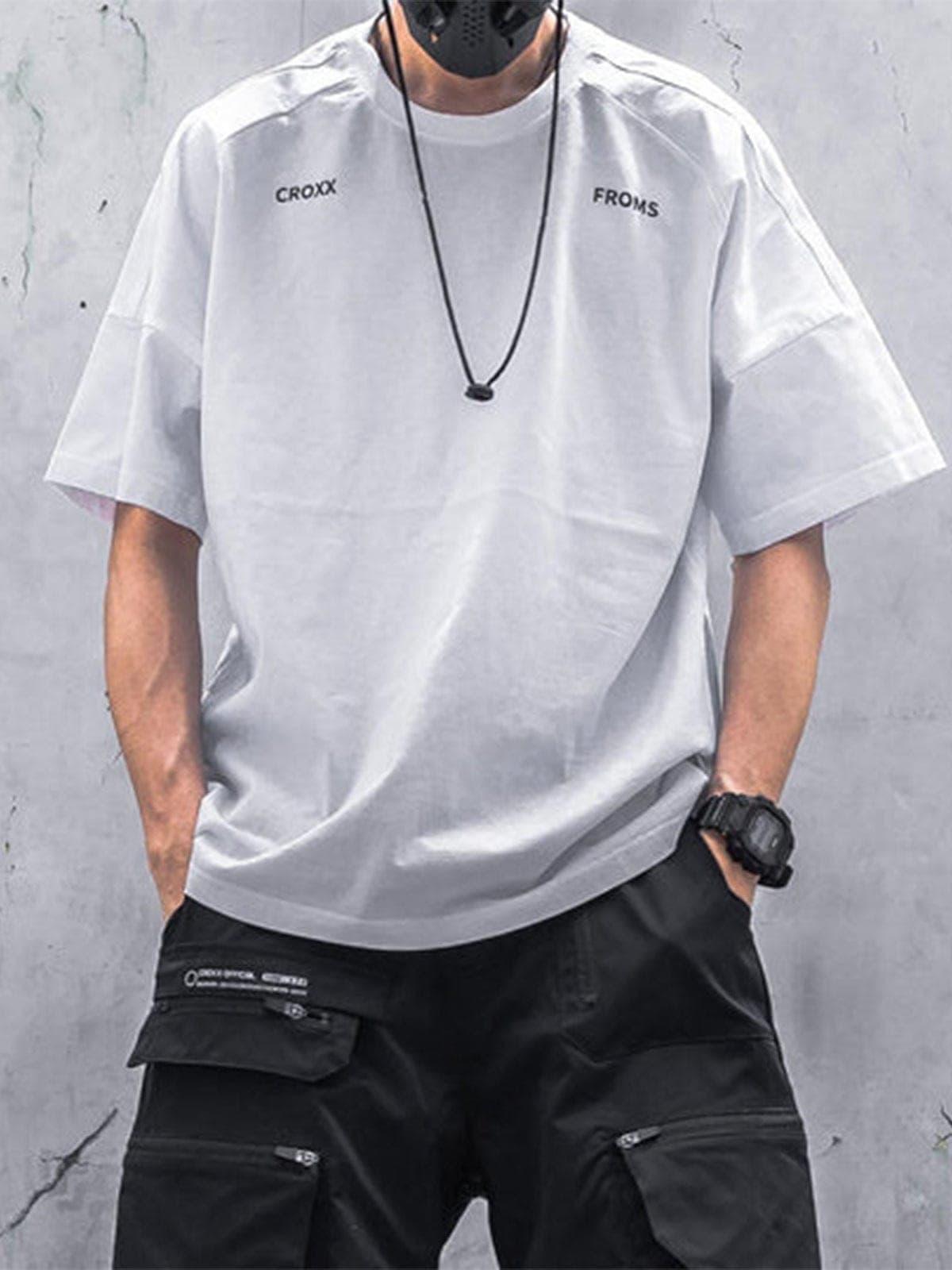 Punk Function Letter Print Cotton Tee