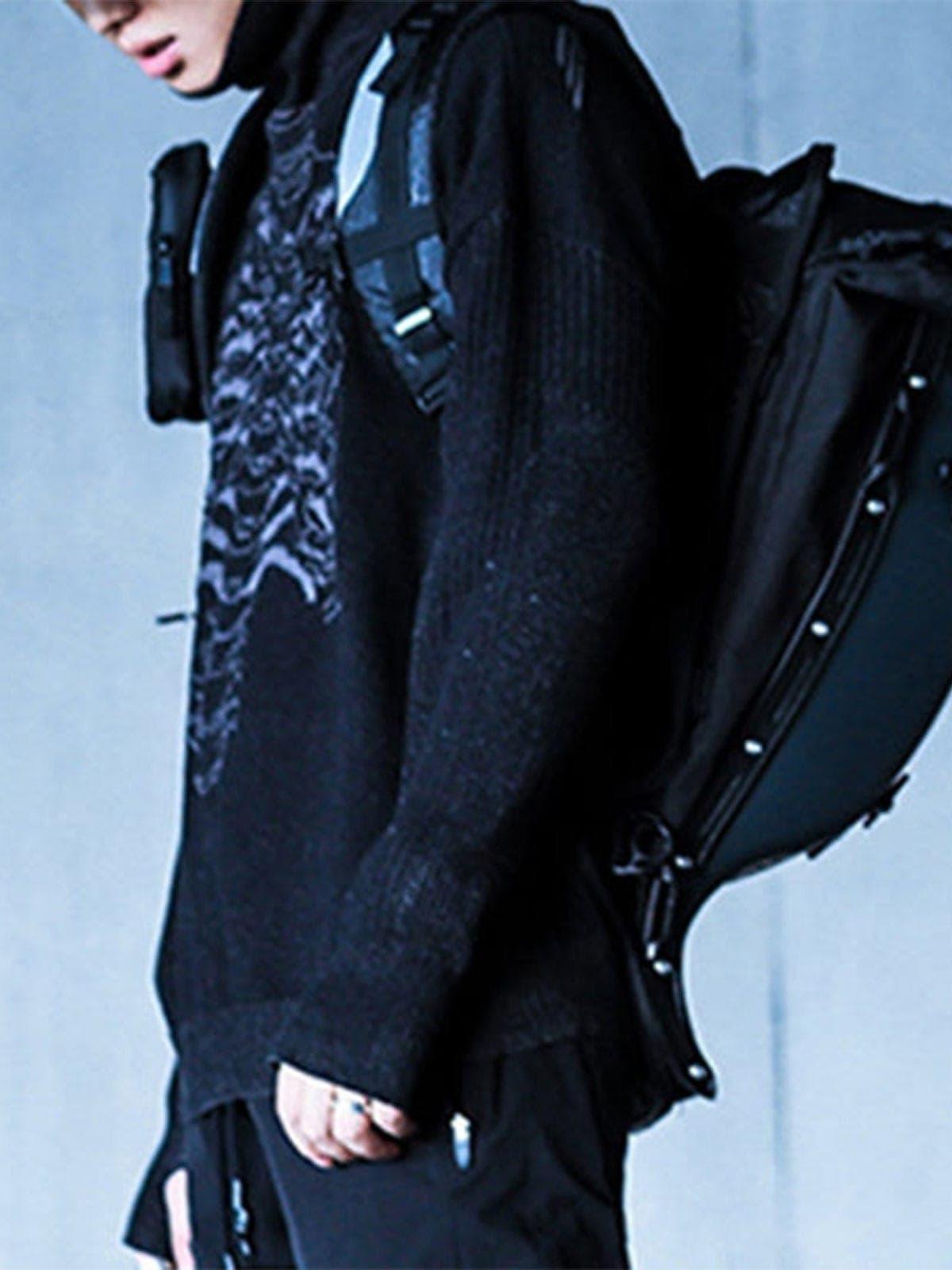 Dark Mechanical Skeleton Print Knitted Sweater