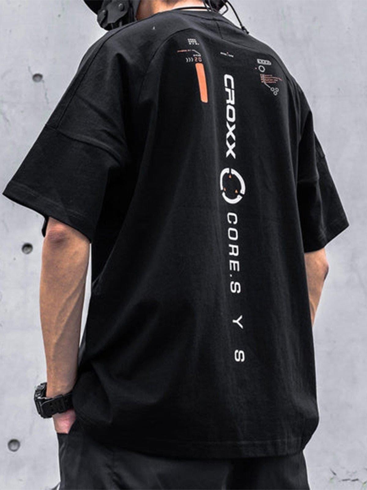 Punk Function Letter Print Cotton Tee