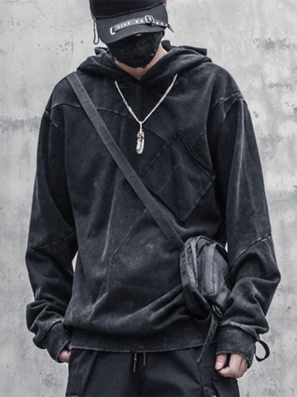 Function Vintage Patchwork Washed Hoodie