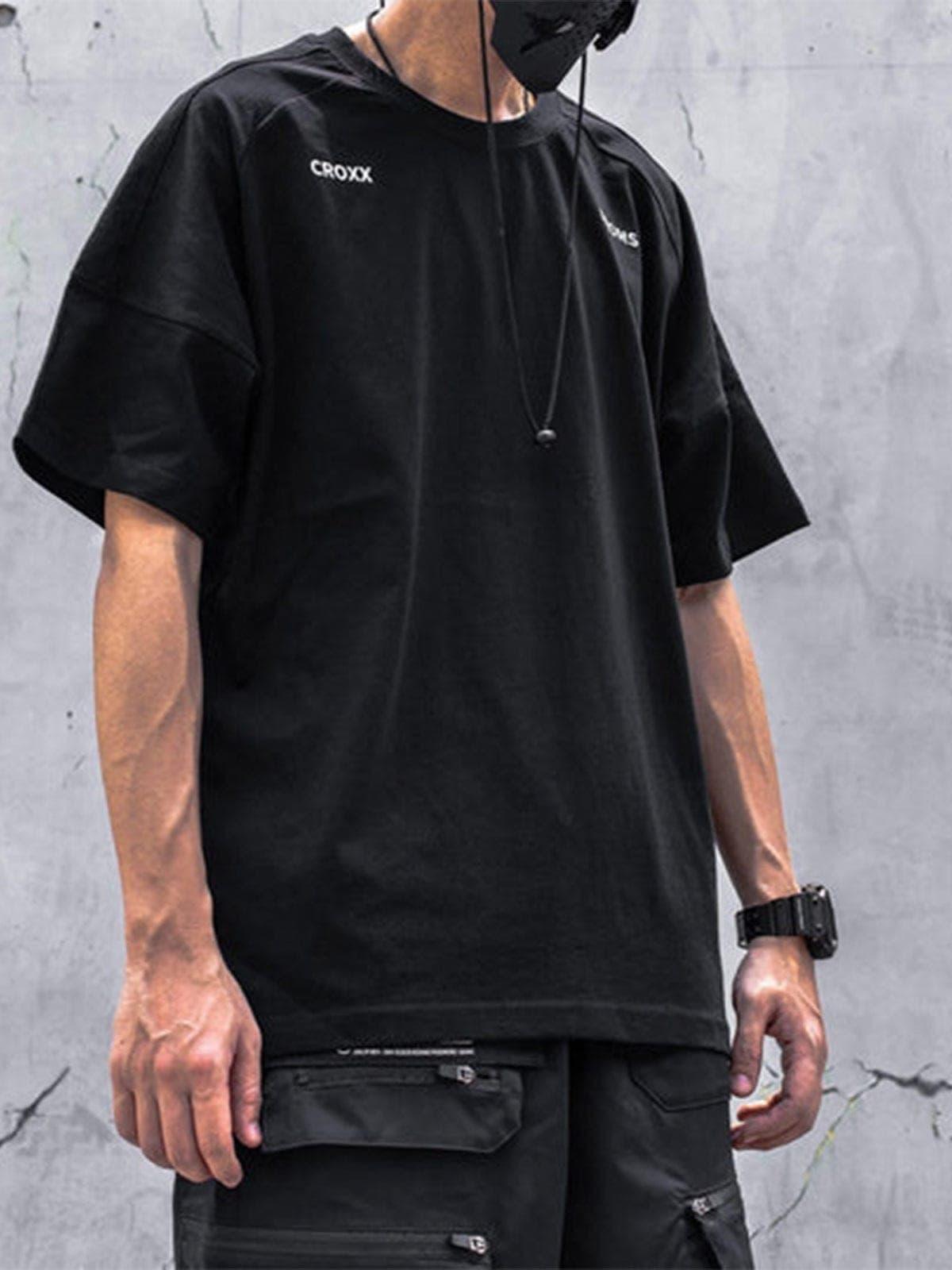 Punk Function Letter Print Cotton Tee