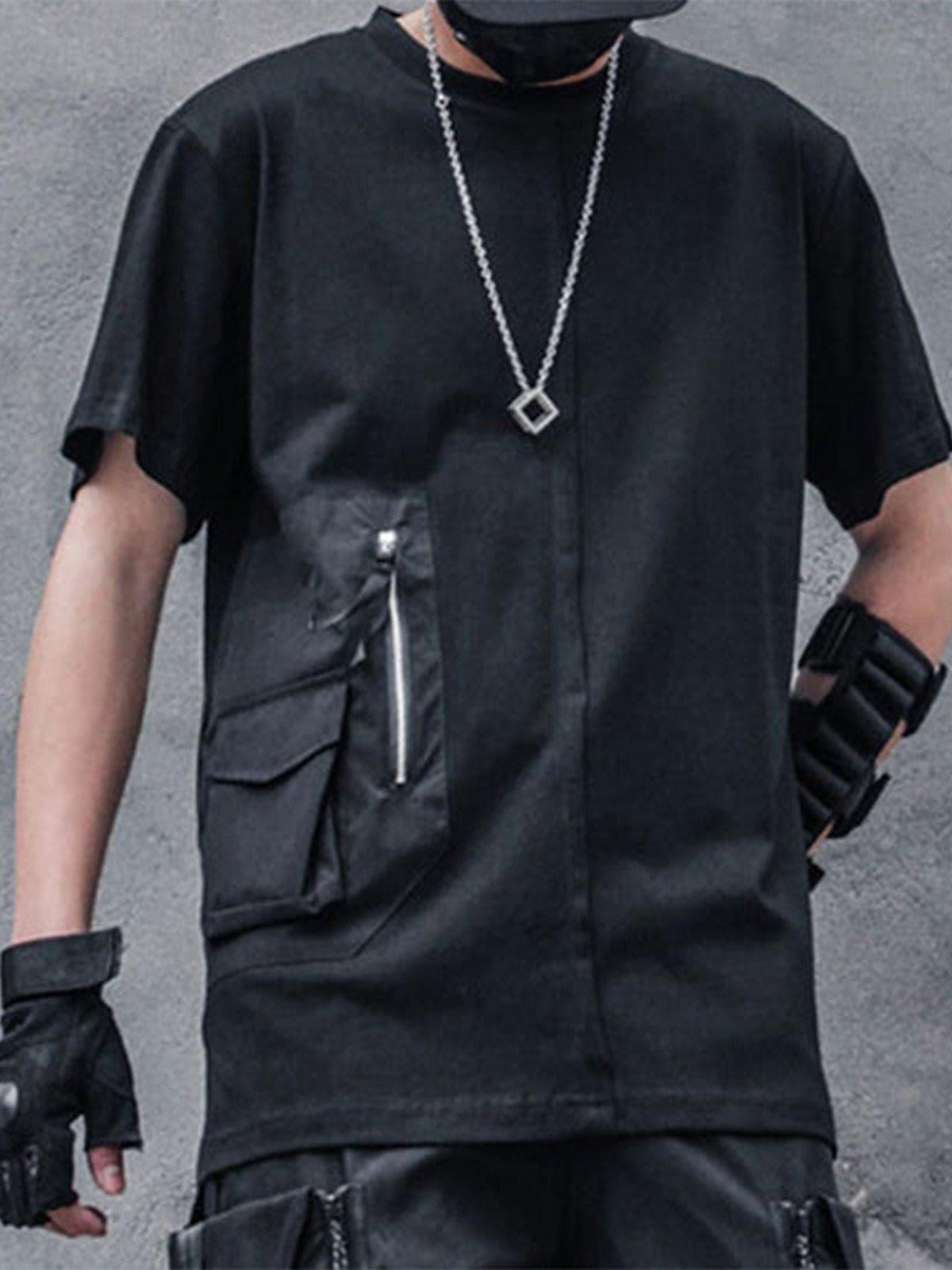 Dark Functional Zipper Pockets Tee