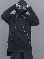 Dark Zipper Multi-pocket Sunglasses Hoodie