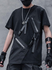 Dark Functional Ribbons Patchwork Tee