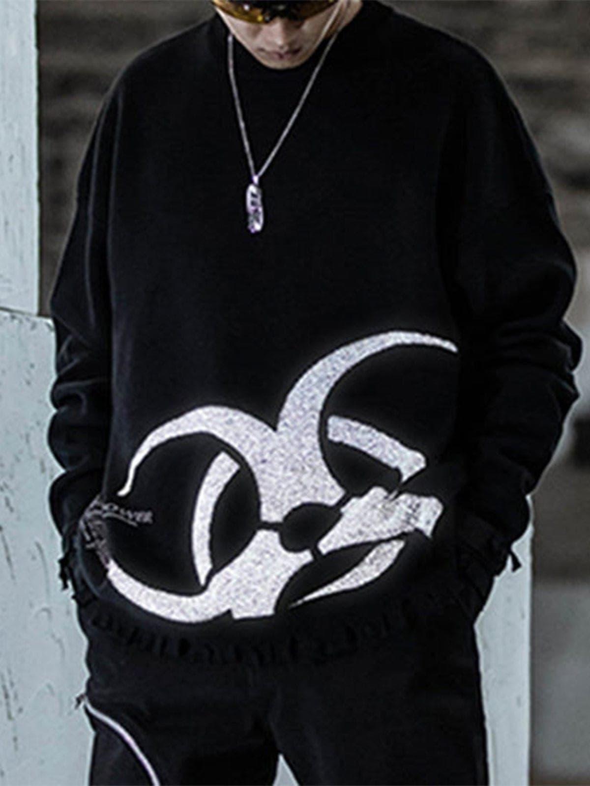 Dark Reflective Biochemical Weapon Print Knitted Sweater