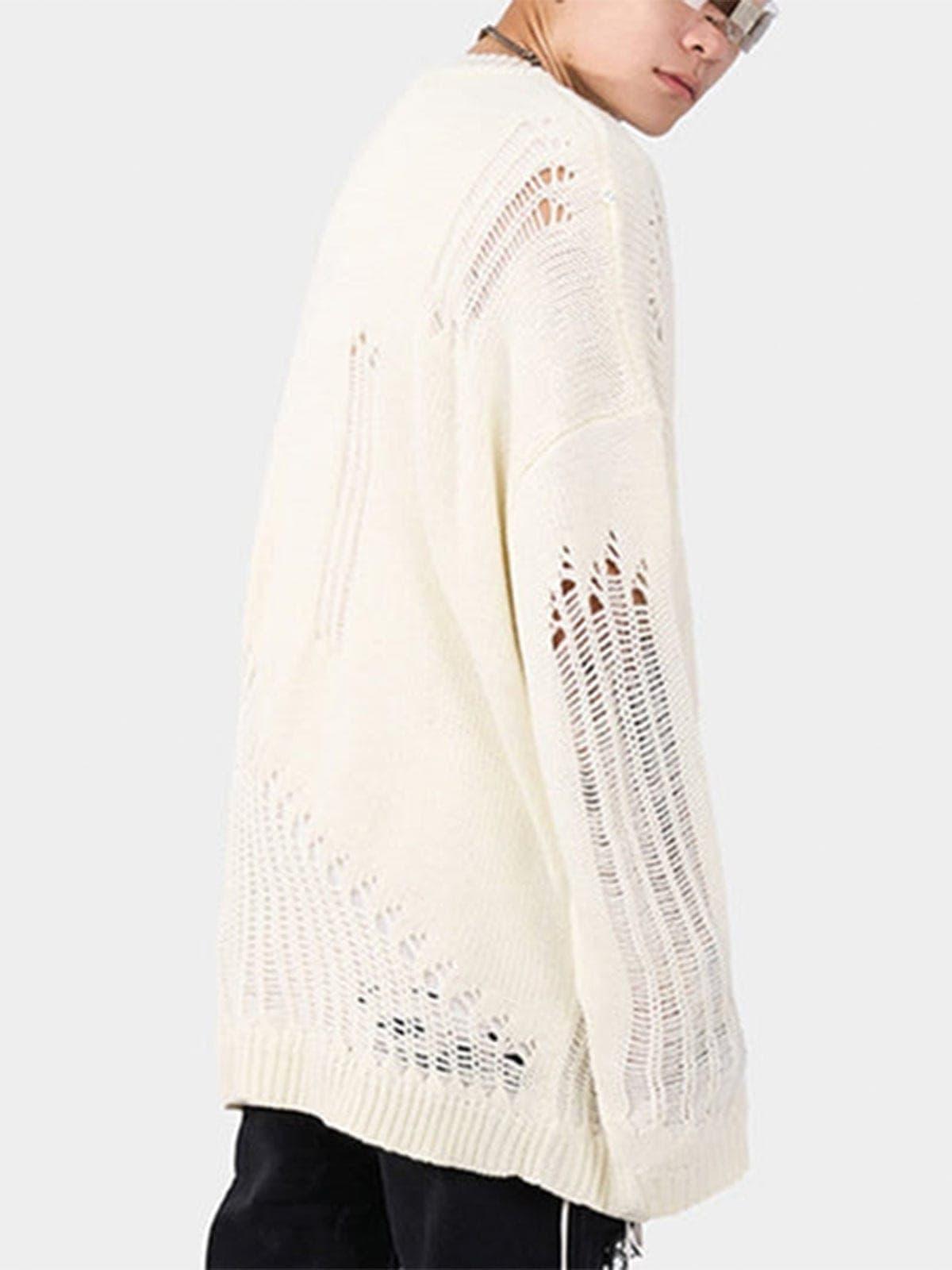 Ripped Hole Knitted Sweater