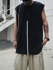 Asymmetrical Chain Rivet Patchwork Vest