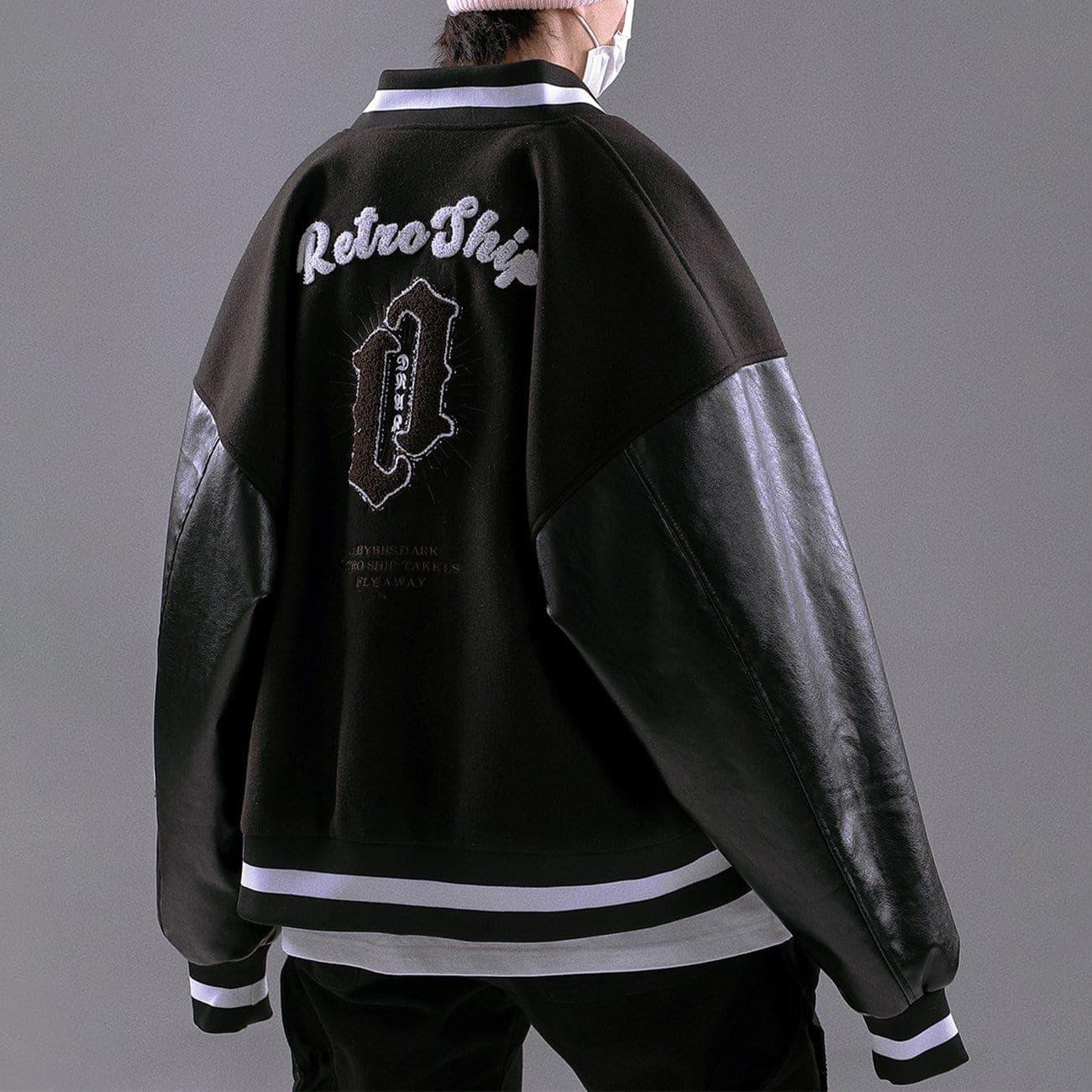 Stitching PU Sleeve Varsity Jacket