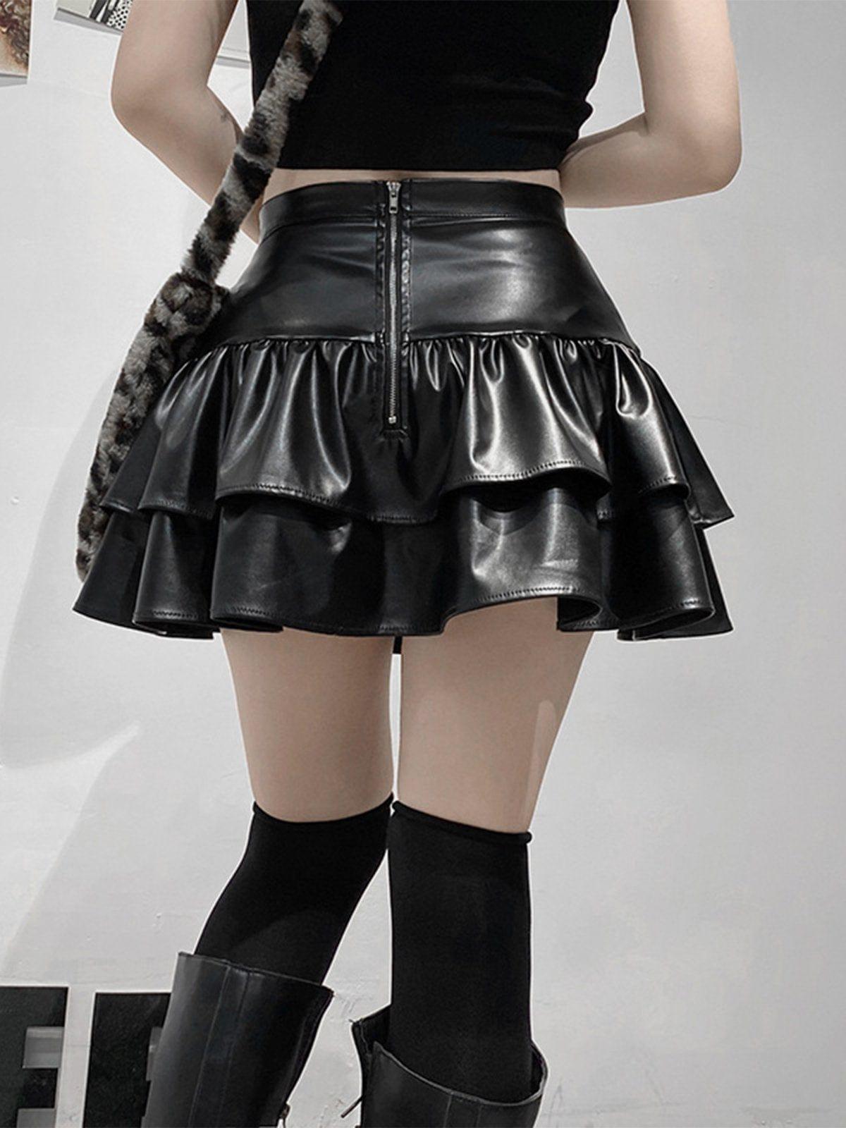 Patchwork Fake Two Pleated Skirt
