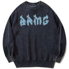 Mechanical Print Washed Sweatshirt
