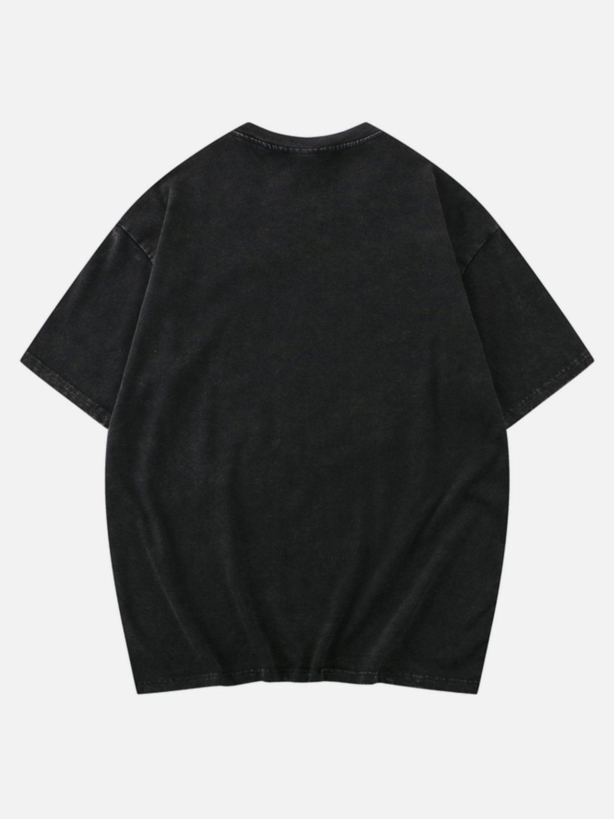 Retro Skull Cat Graphic Tee