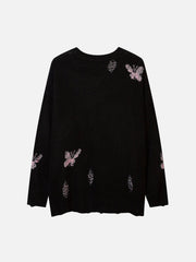 Butterflies Ripper Hole Knit Sweater