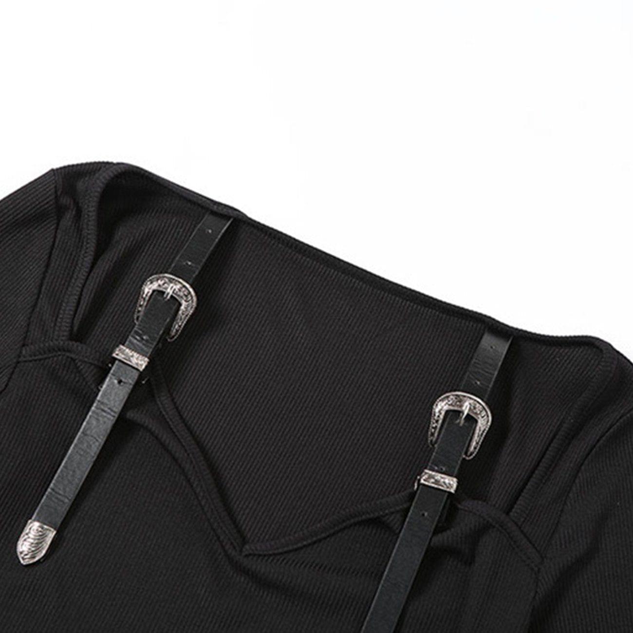 Navel Lace Up Long Sleeve Shirt