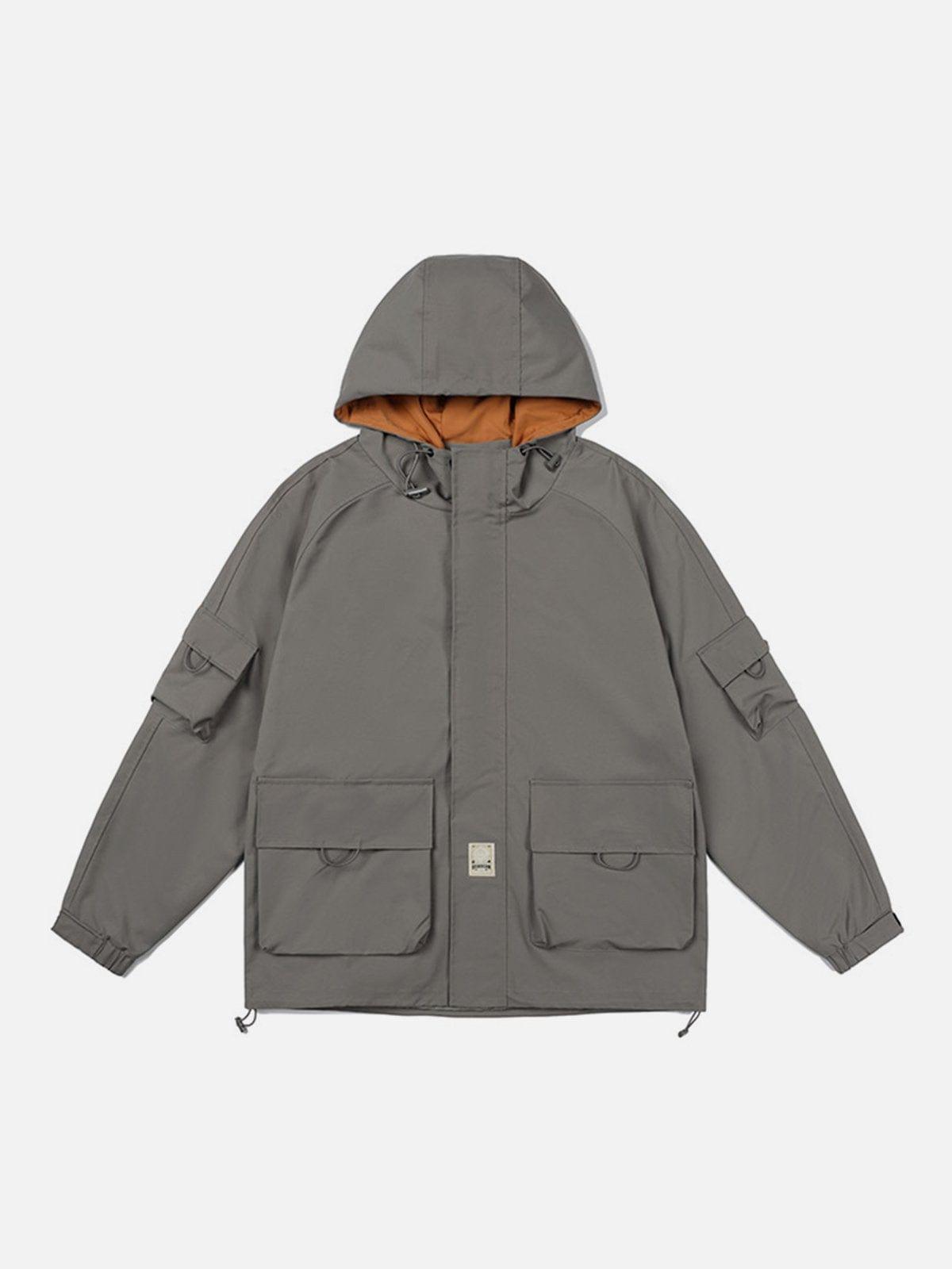 Solid Color Big Pocket Cargo Jacket
