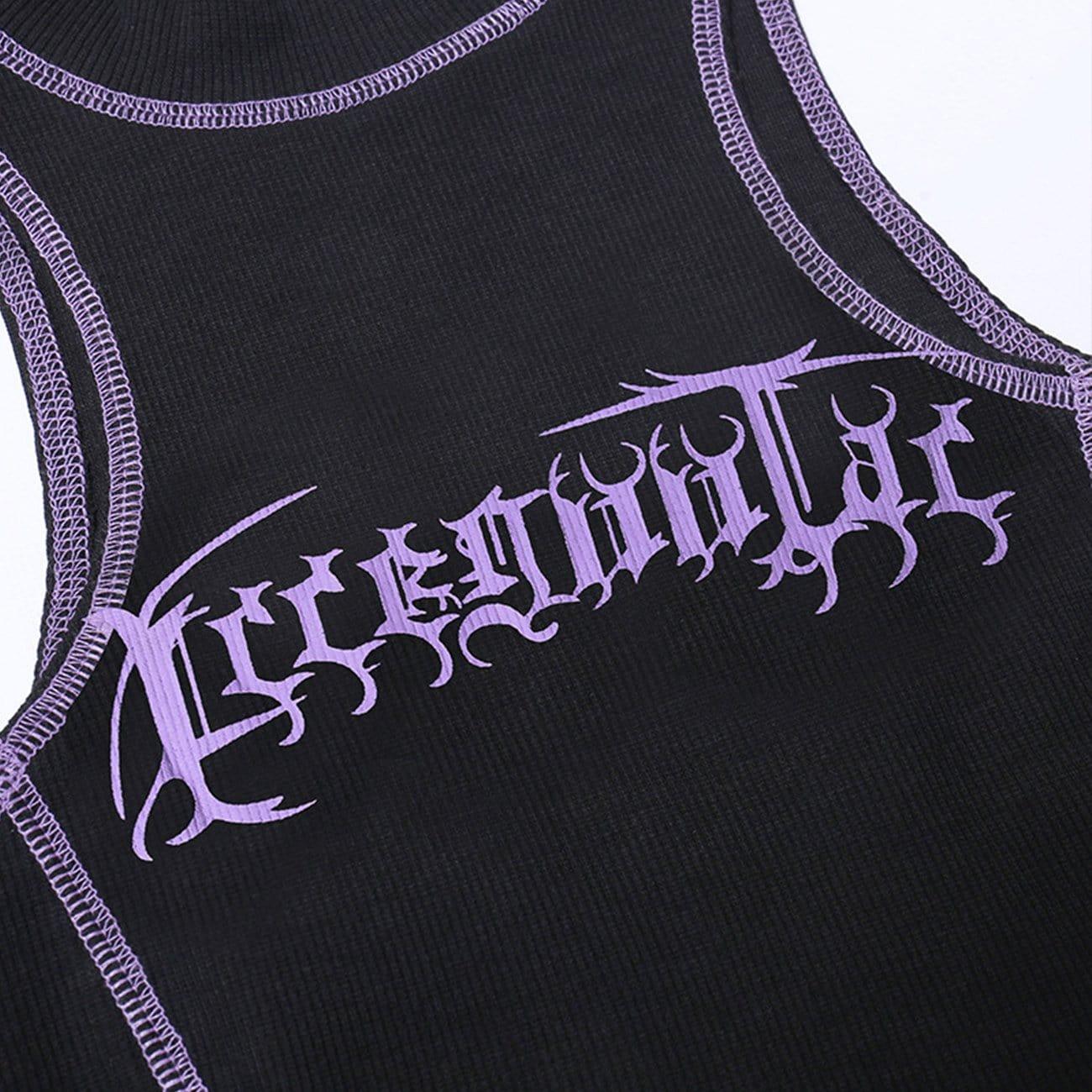 Fake Two Gothic Alphabet Long Sleeve T Shirt