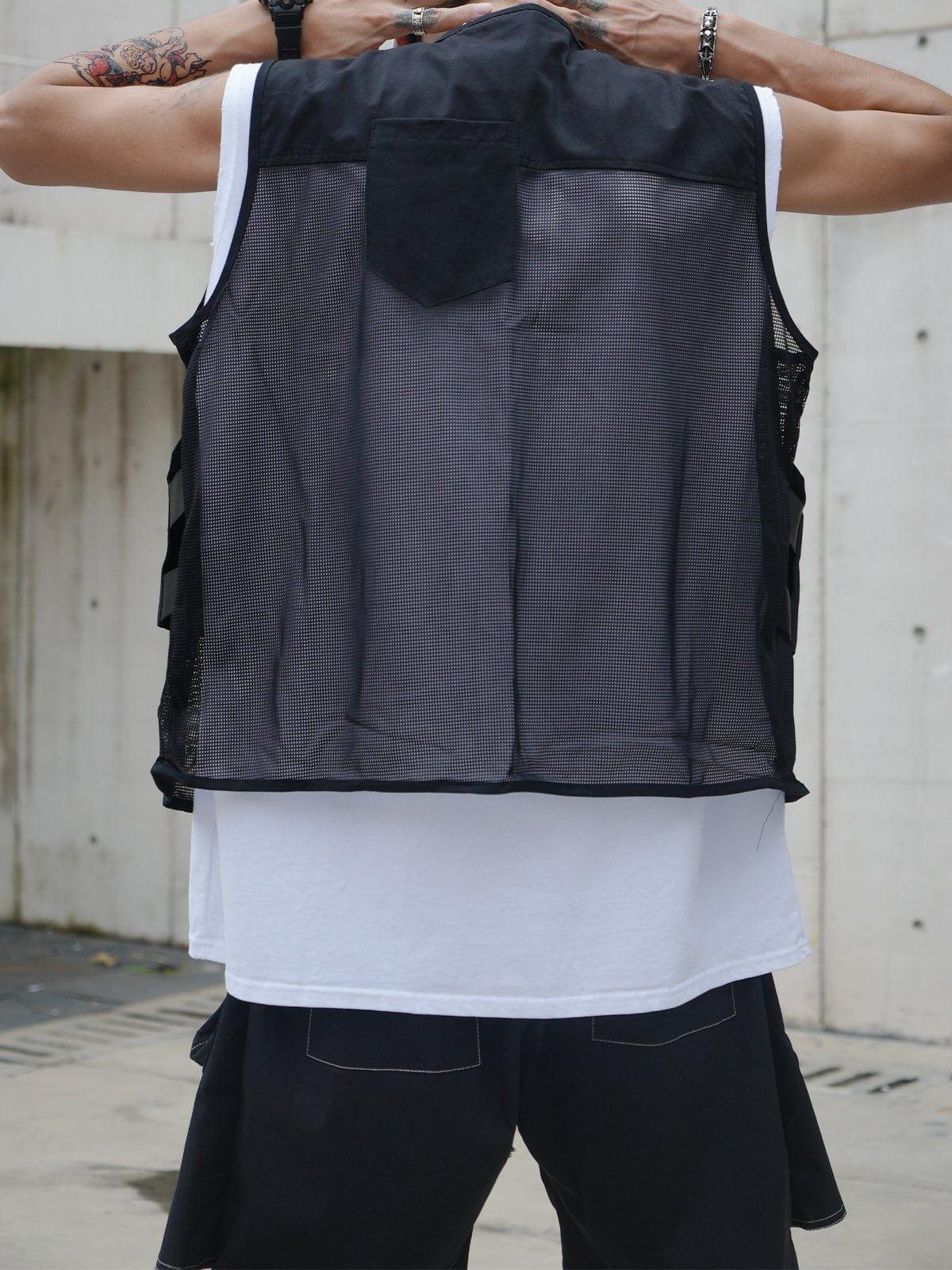Multi Pockets Zip Up Mesh Vest