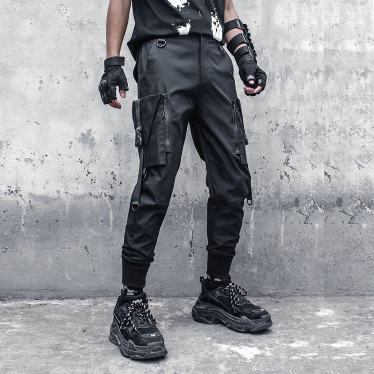 Functional Detachable Pocket Ribbons Cargo Pants