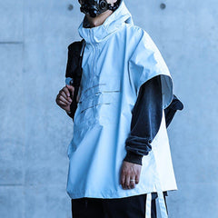 Functional Print Slit Waterproof Cloak Jacket