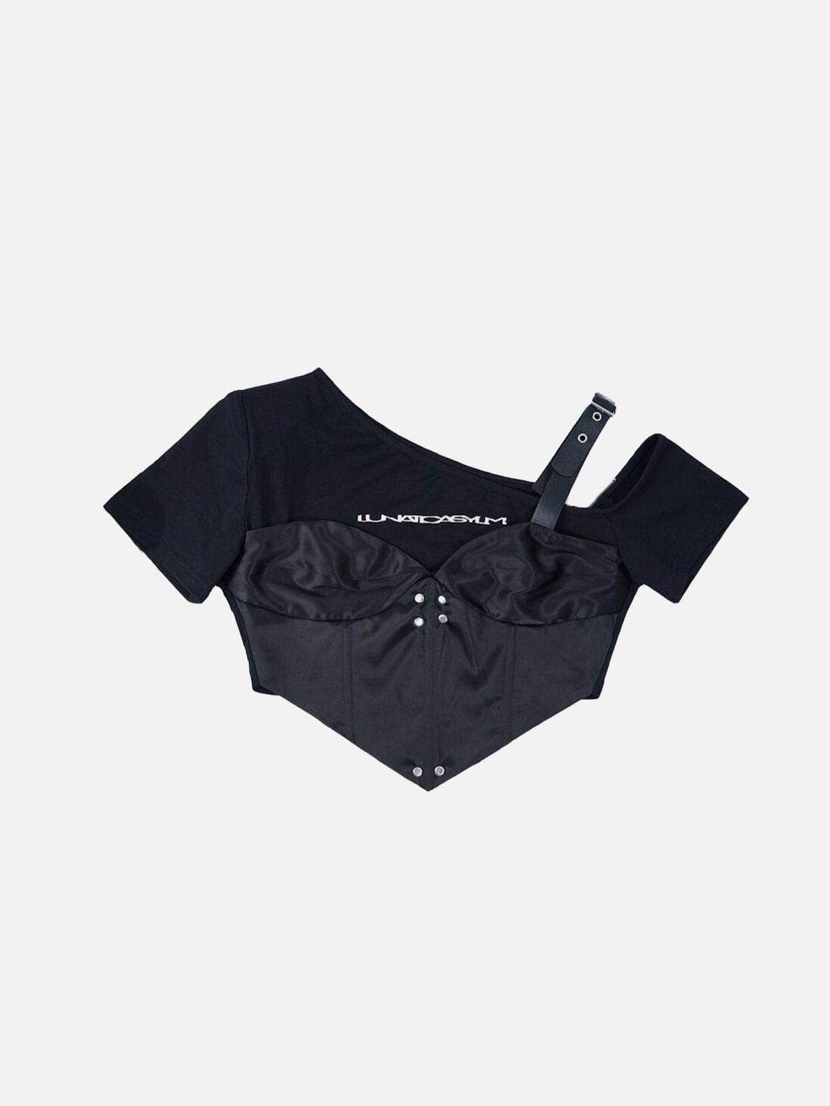 Asymmetrical Patchwork Short Sleeve Shirts