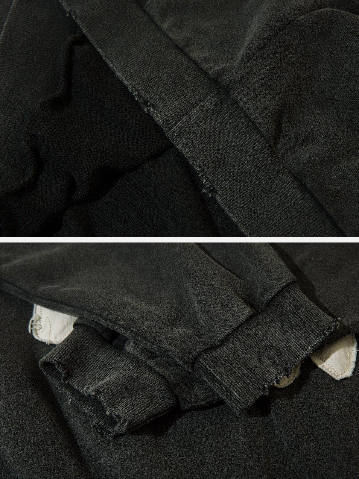 Patchwork Tooth Washed Hoodie
