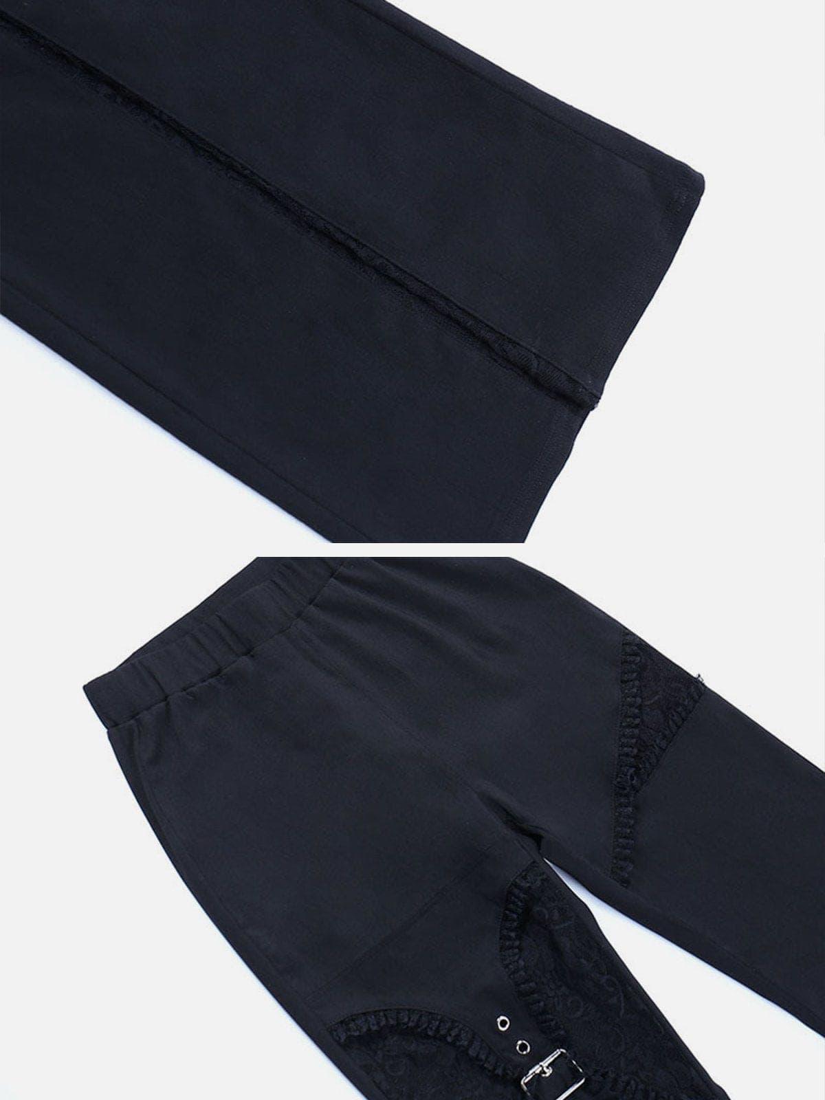 Hole Lace Patchwork Flared Pant