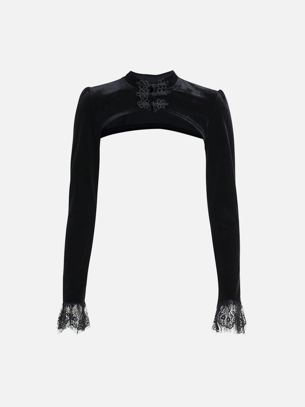 Sexy Hollow Lace Long Sleeve T Shirts