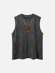 Necklace Flame Print Suede Vest