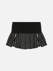 Striped Zipper Patchwork Skirt