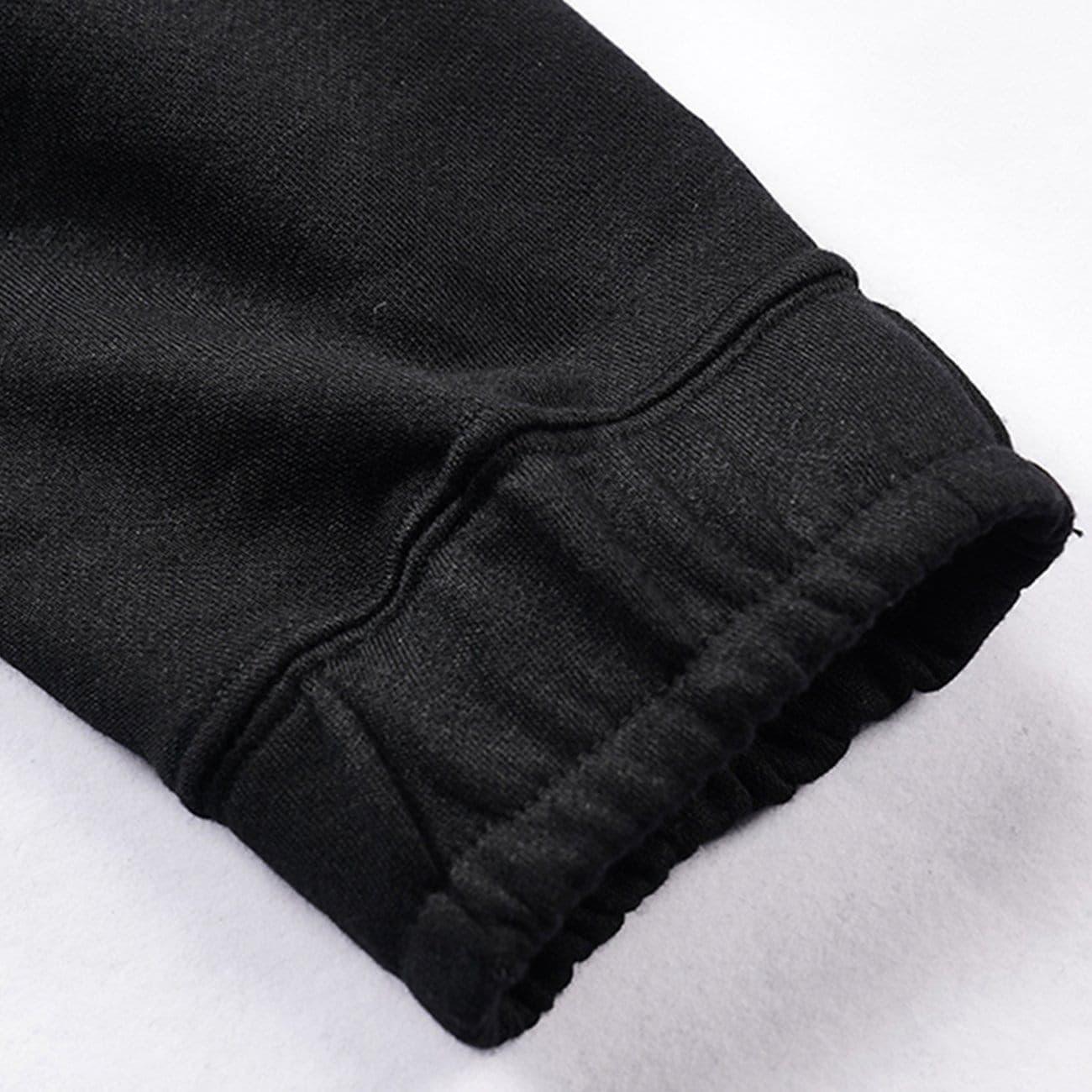 Dark Sherpa High-neck Drawstring Sweatshirt