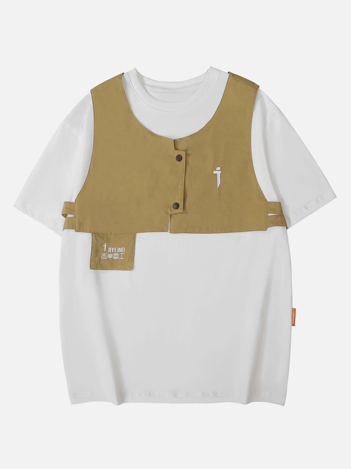 Detachable Vest Embroidery Tee