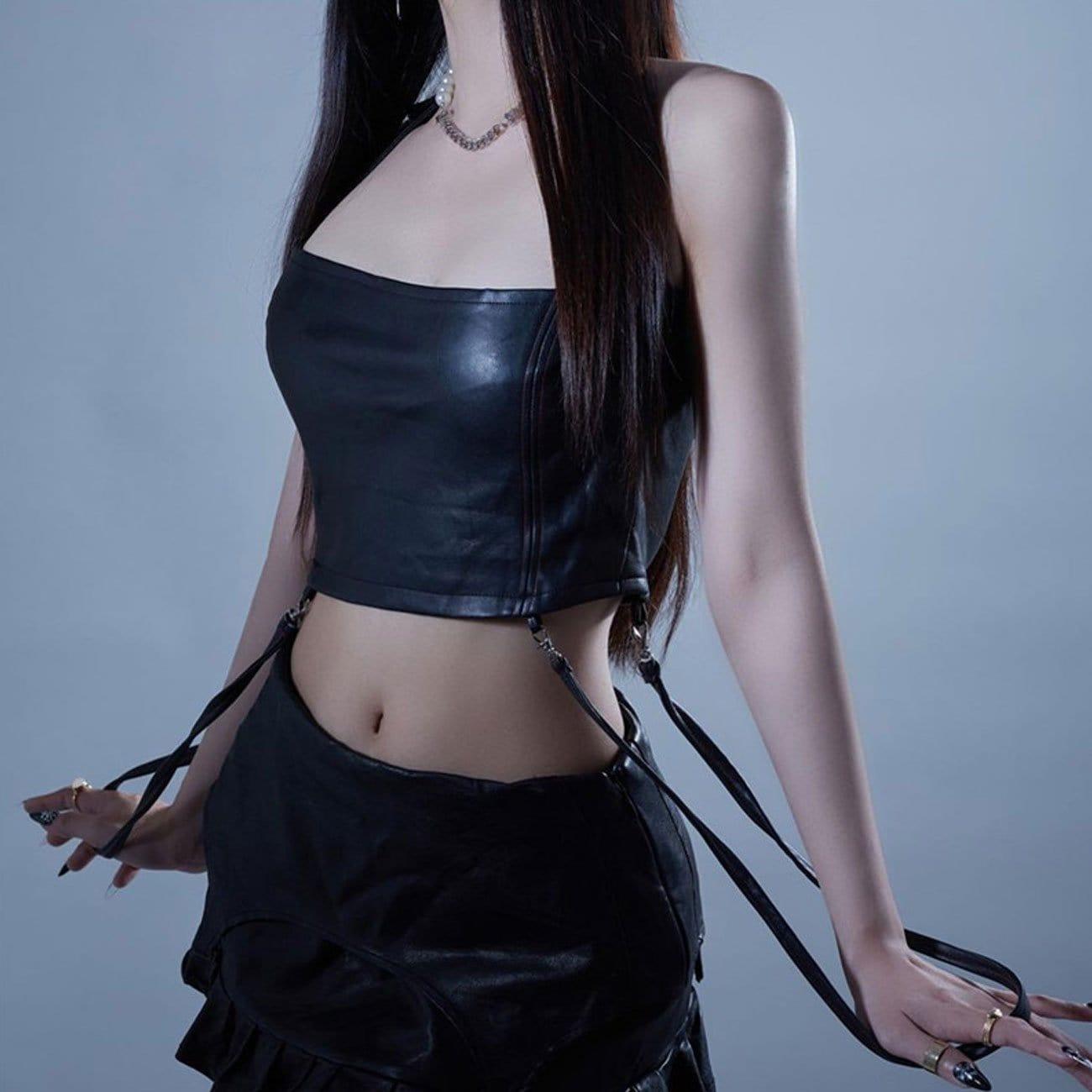 Zipper Strap PU Vest