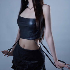 Zipper Strap PU Vest