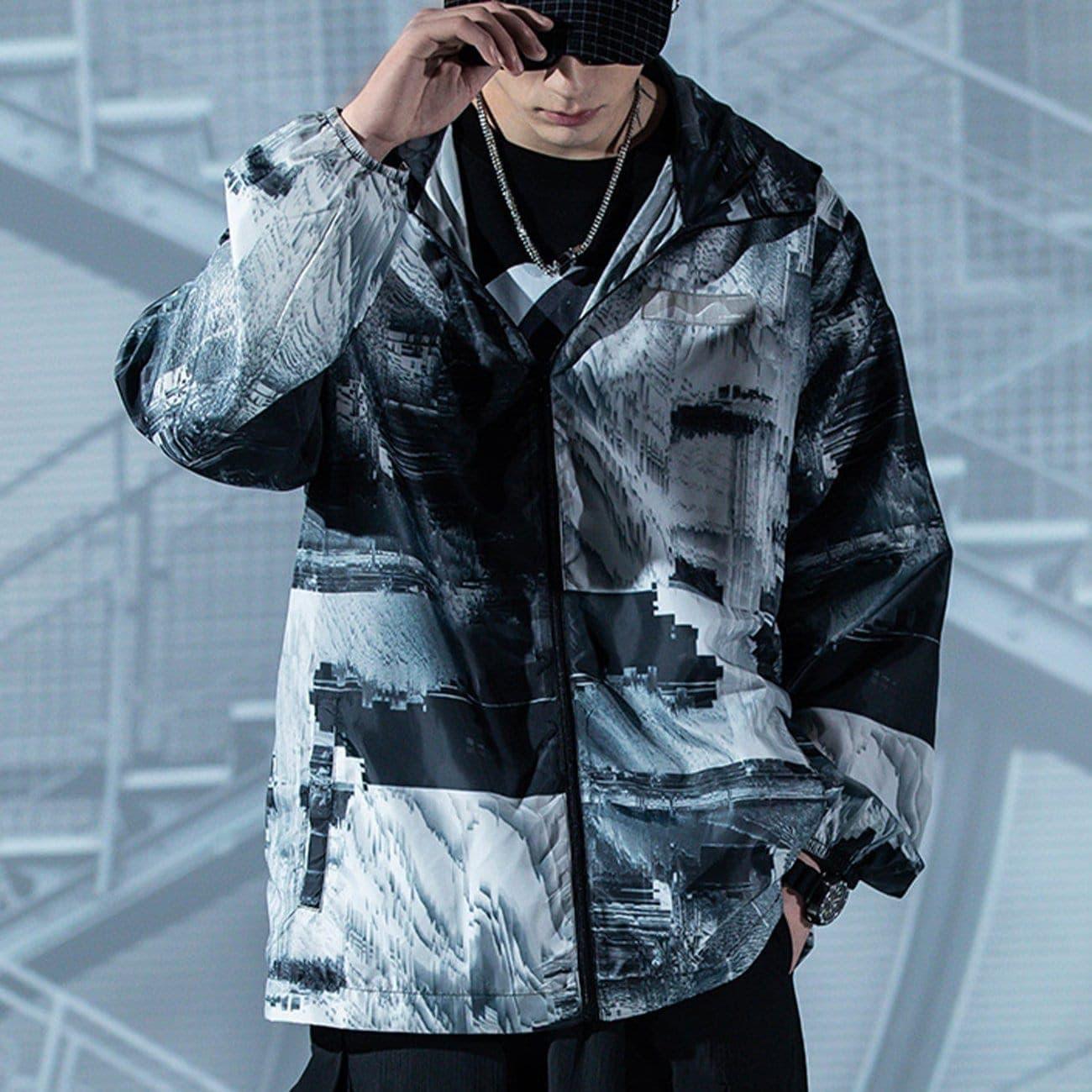 Wave Texture Print Jacket