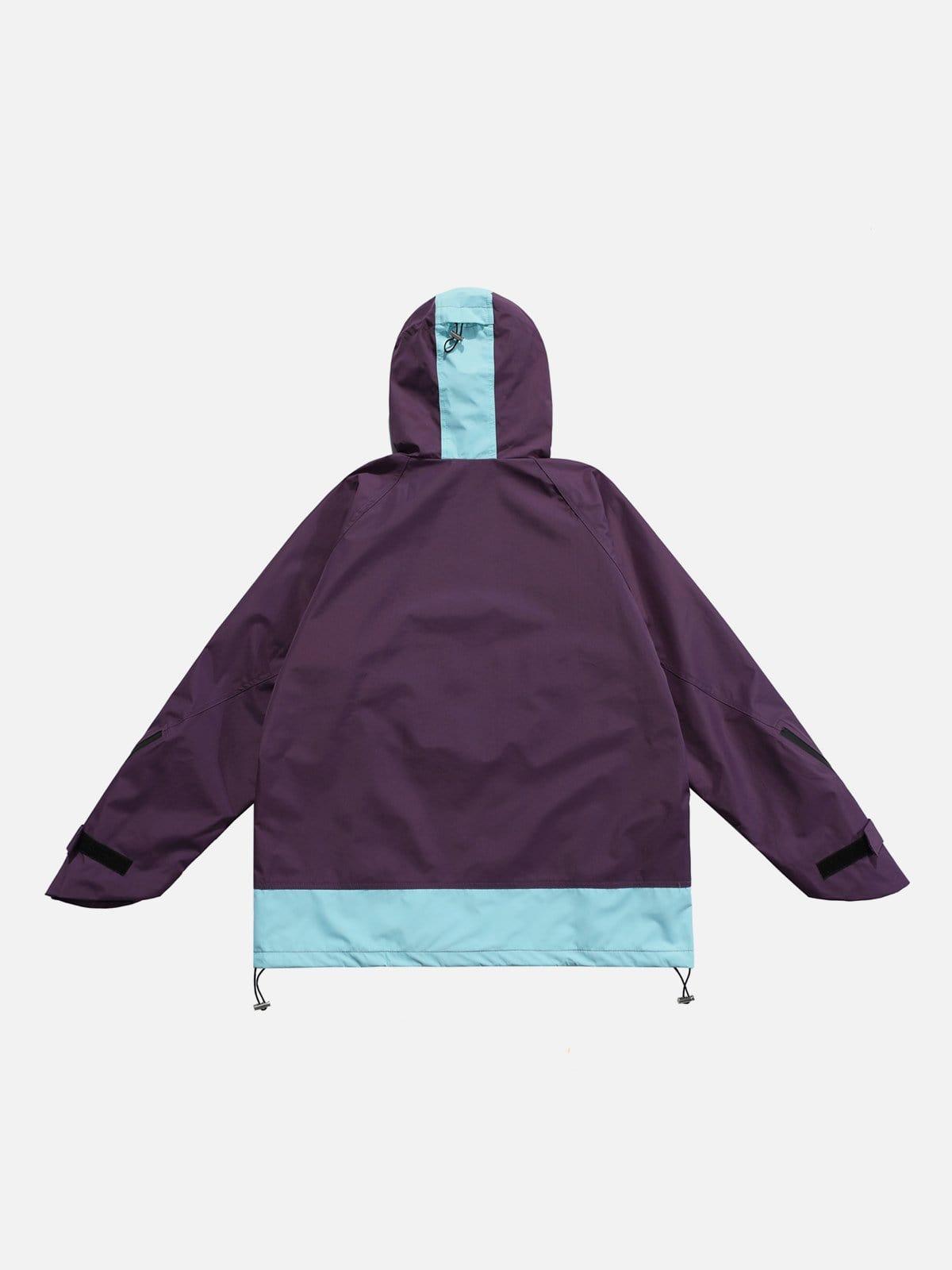 Patchwork Multi Pockets Zip Up Jacket