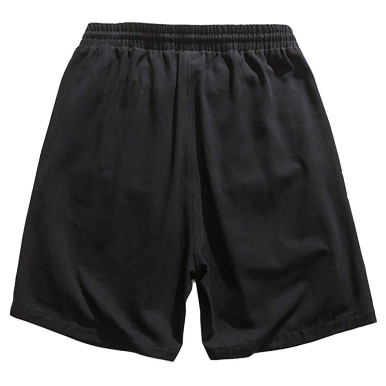 Multi Pockets Letters Drawstring Shorts