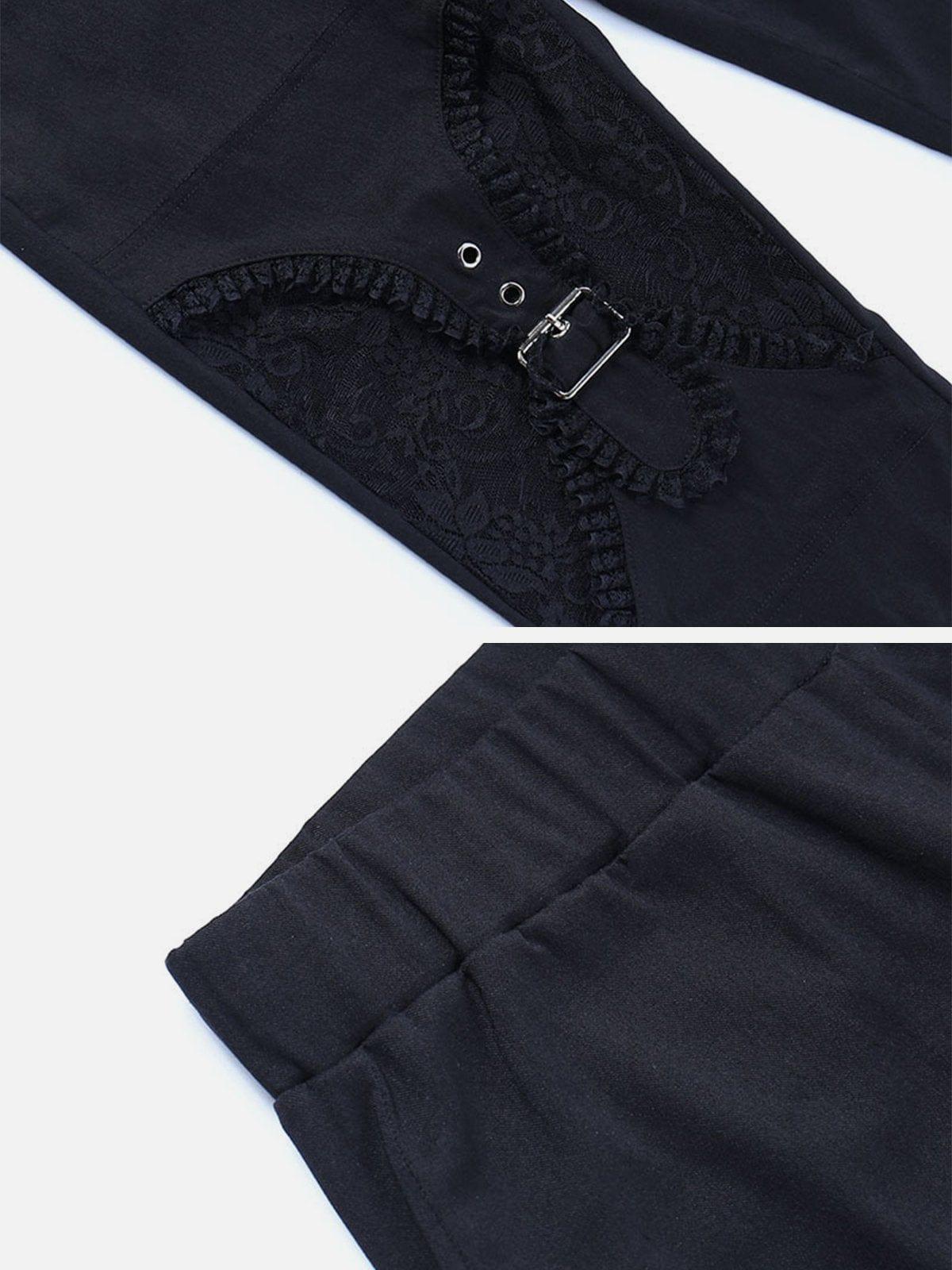 Hole Lace Patchwork Flared Pant