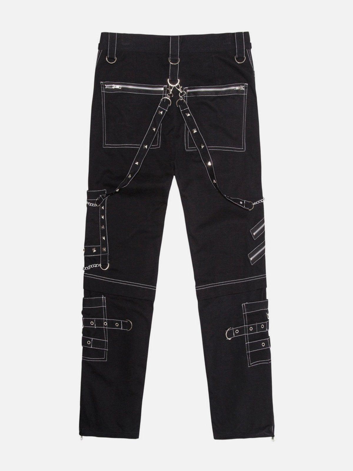 Punk Open Thread Chain Pants