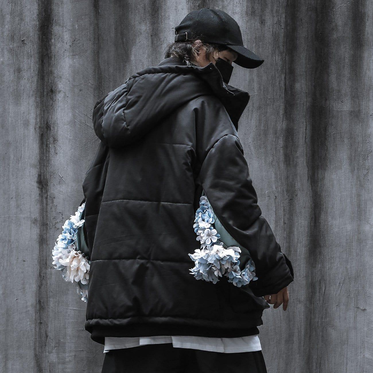 Hidden Flowers Zipper Winter Coat