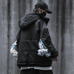 Hidden Flowers Zipper Winter Coat