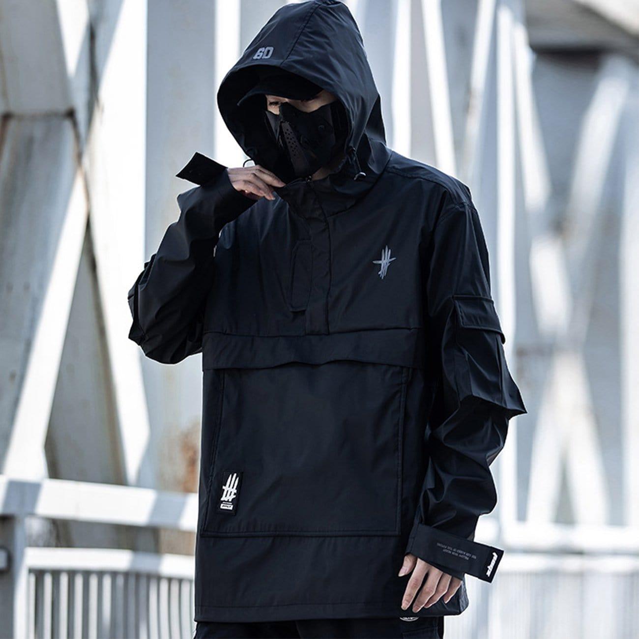 Half Zip Ninja Functional PU Hooded Jacket