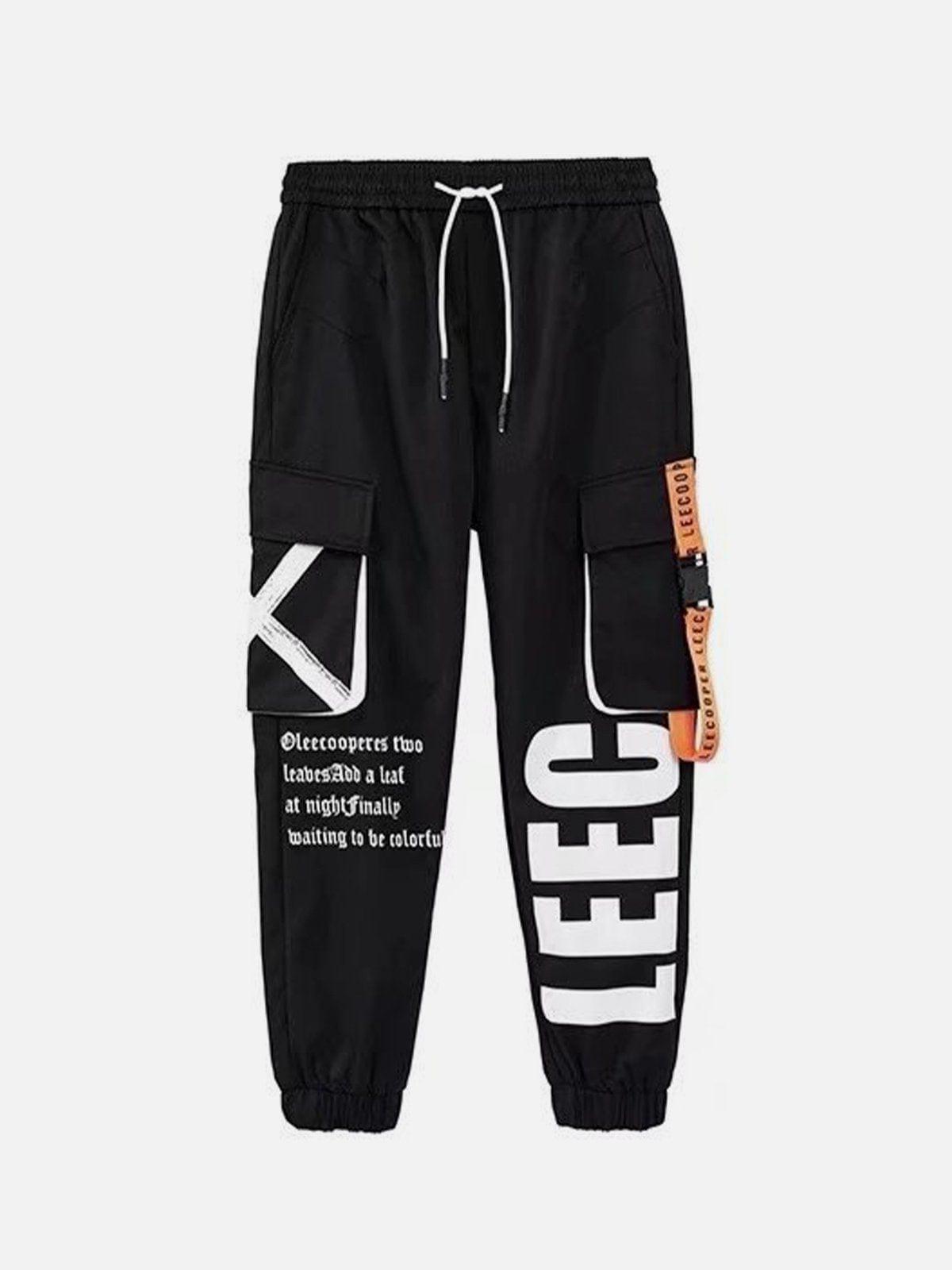 Function Ribbons Print Cargo Pants