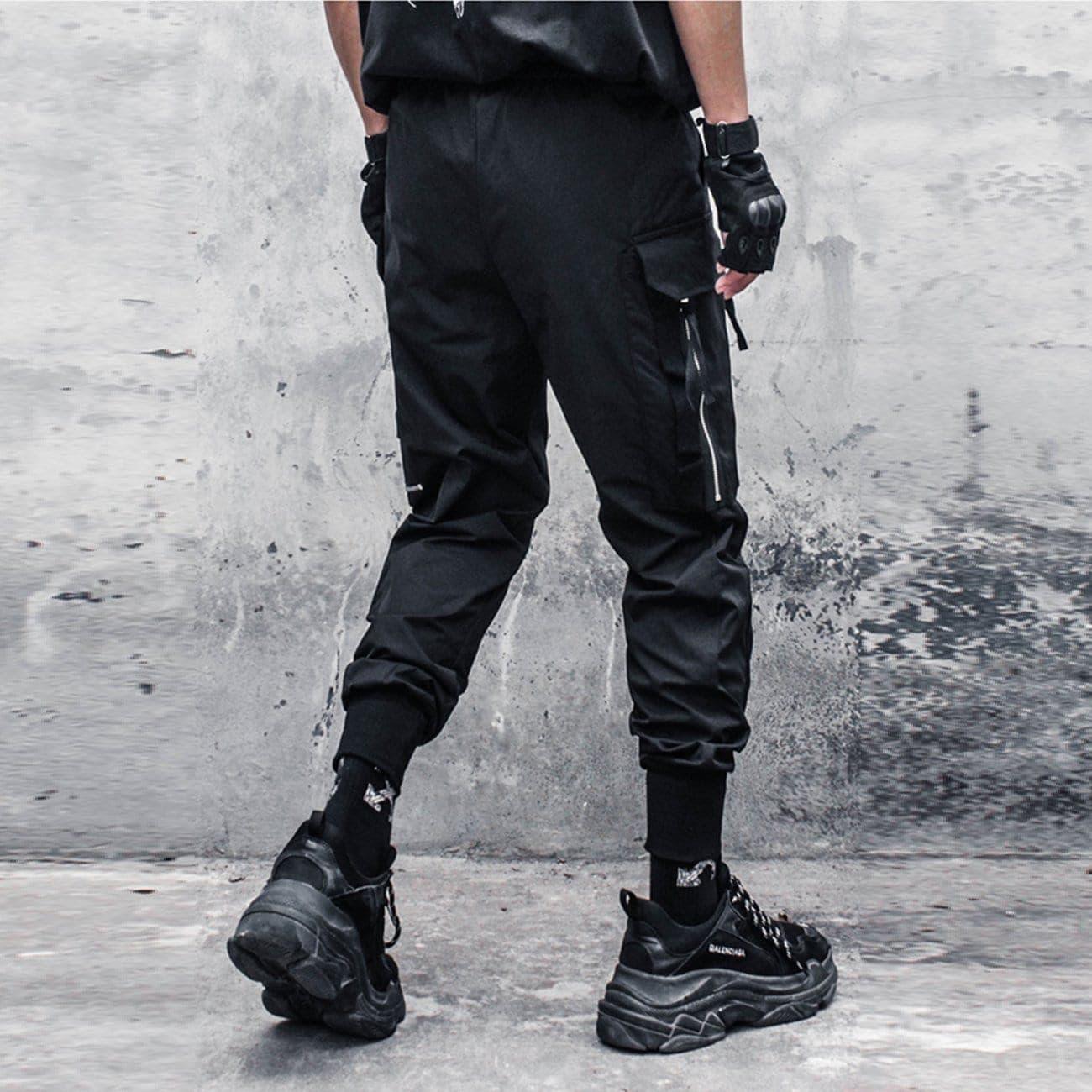 Dark Functional Personality Zipper Multi-pocket Cargo Pants